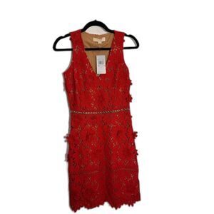 Michael Kors Red Floral Sleeveless Dress NWT